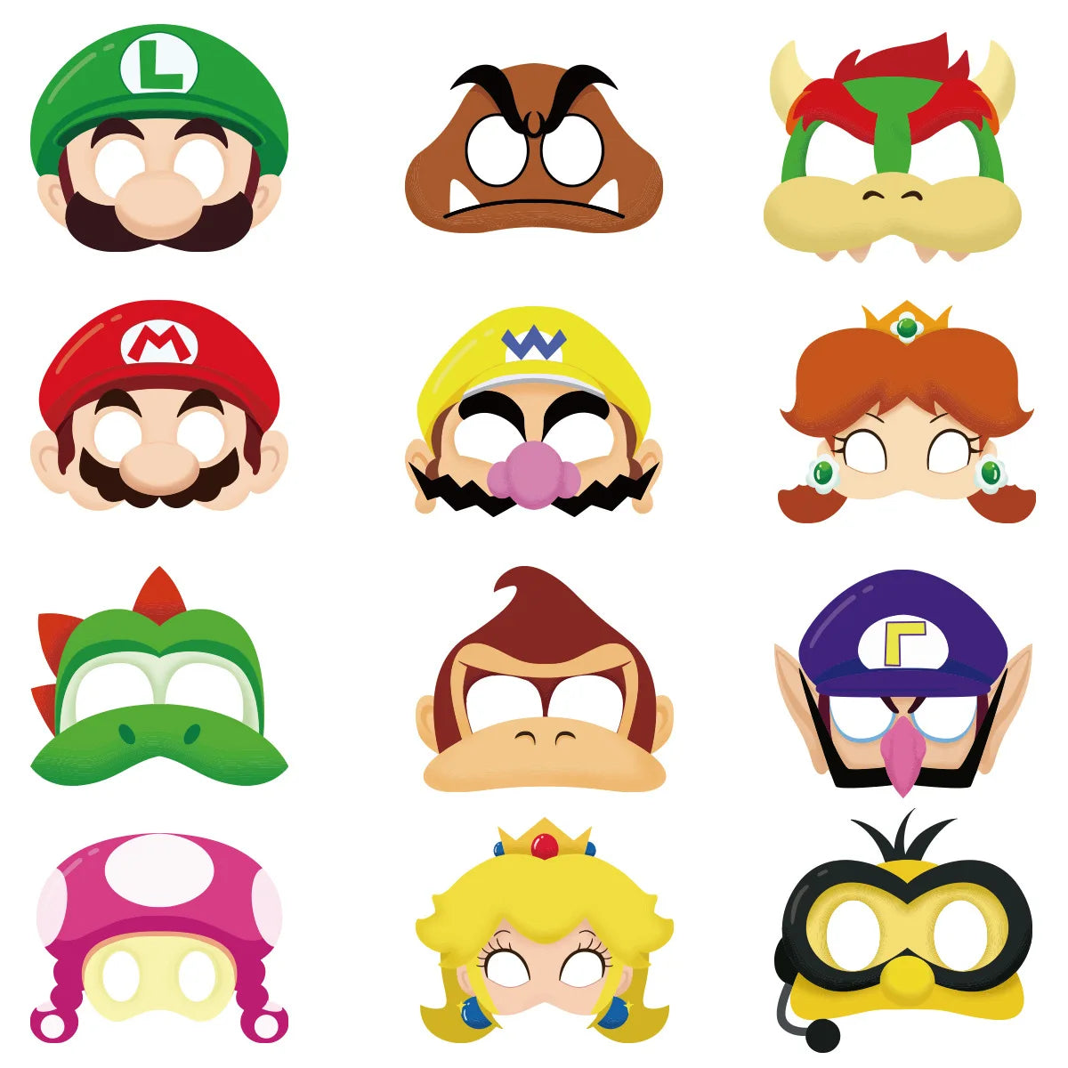 Super Marios Bros Birthday Party Masks