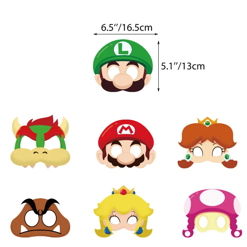 Super Marios Bros Birthday Party Masks