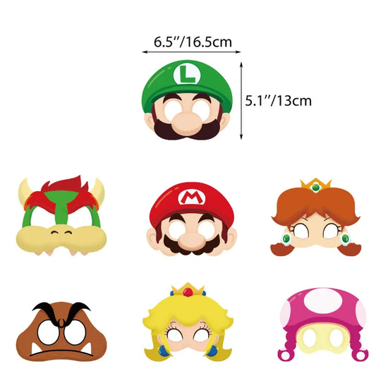 Super Marios Bros Birthday Party Masks